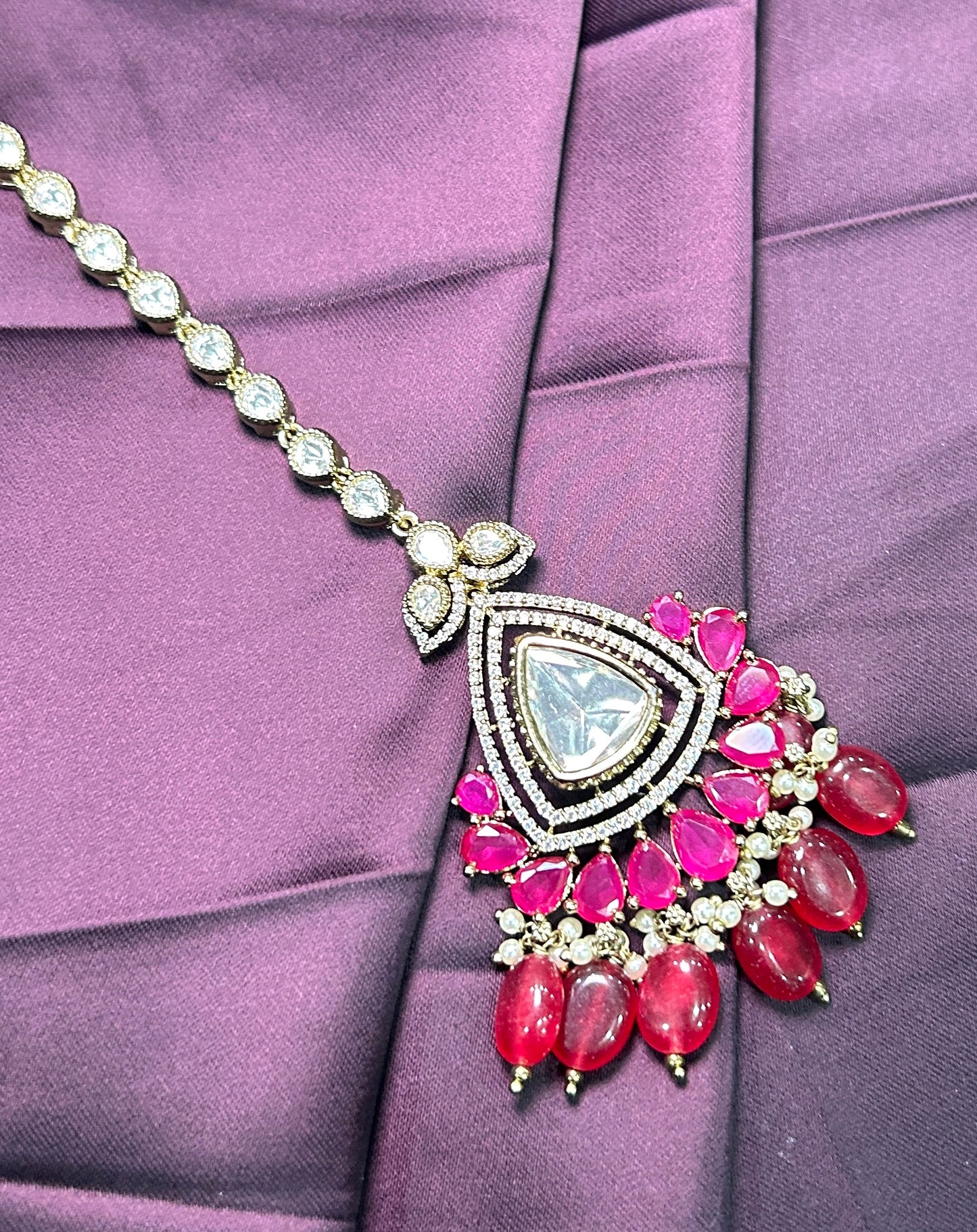 Royal Ruby & Polki Maang Tikka
