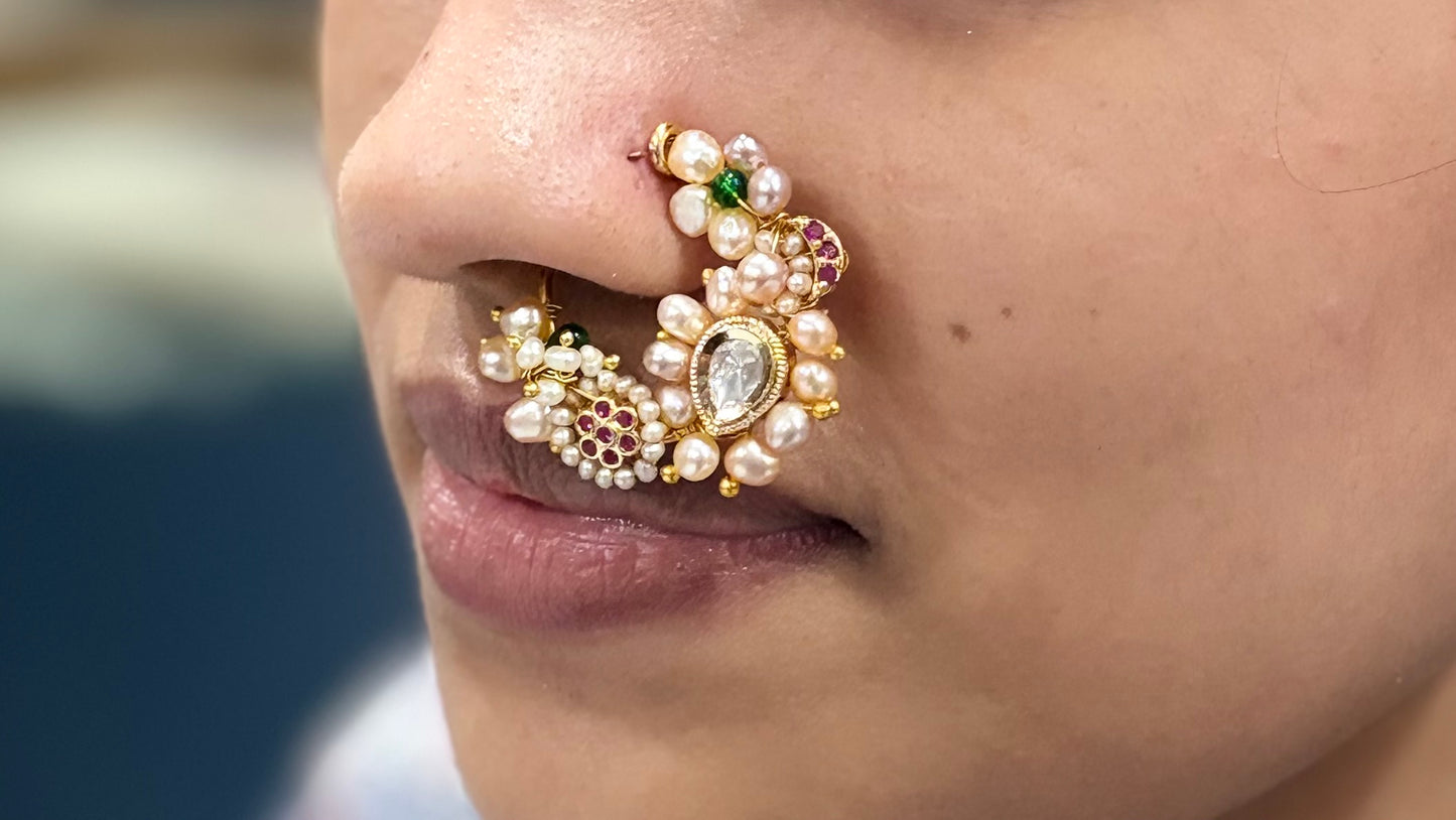 Real Pearl & Ruby Maharashtrian Nath