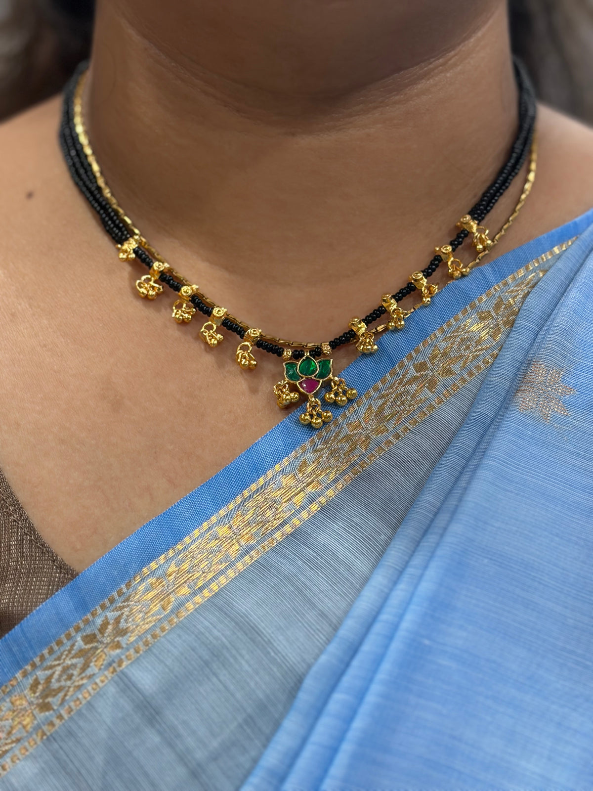 Paachi Kundan Double-Line Mangalsutra