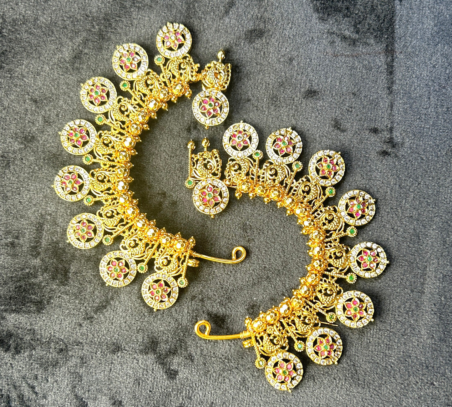 Temple Style Circular Motif Ear Cuffs – Kundan Studded