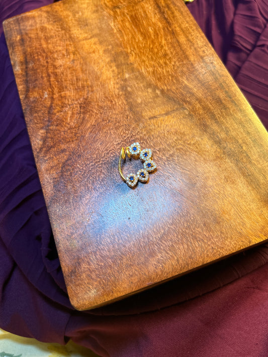 Blue Stone Floral Nath – 1 Gram Gold