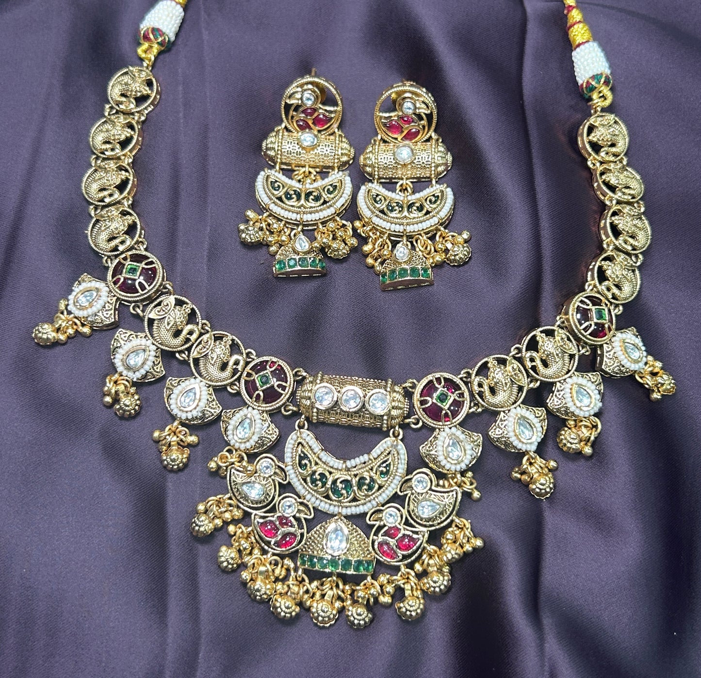 Antique Peacock Motif Necklace Set