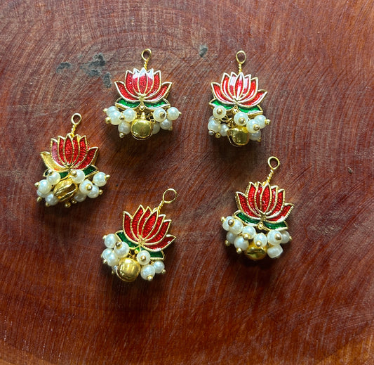 Red Lotus Pearl Cluster Hair Accessory
