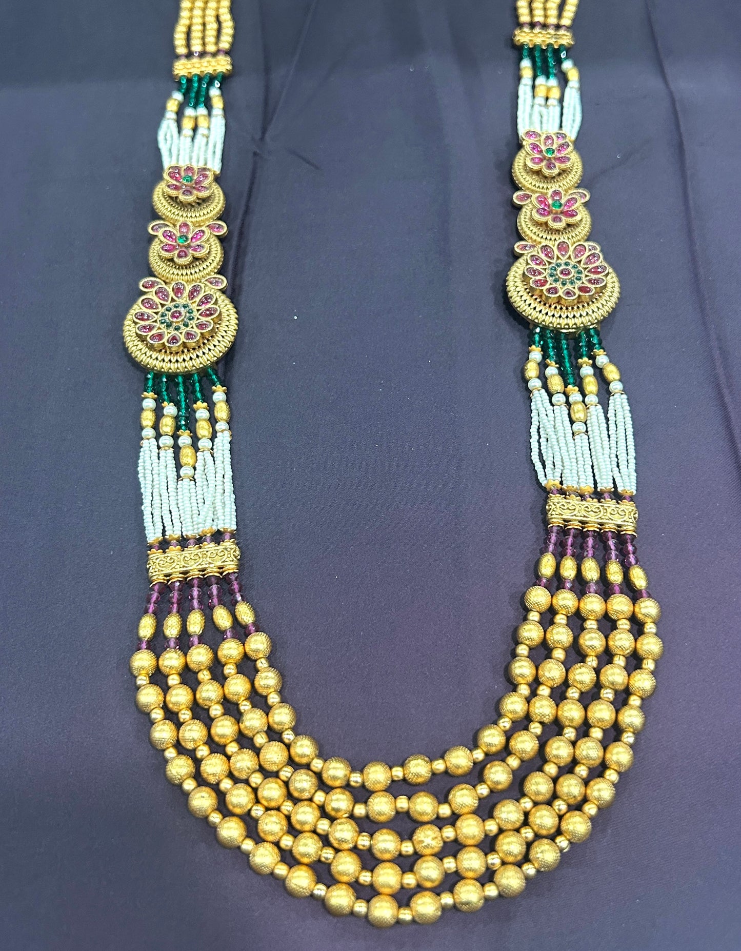 Heritage Multi-Layer Bead Necklace with Floral Discs