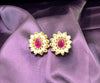 Ruby Oval Pearl Stud Earrings