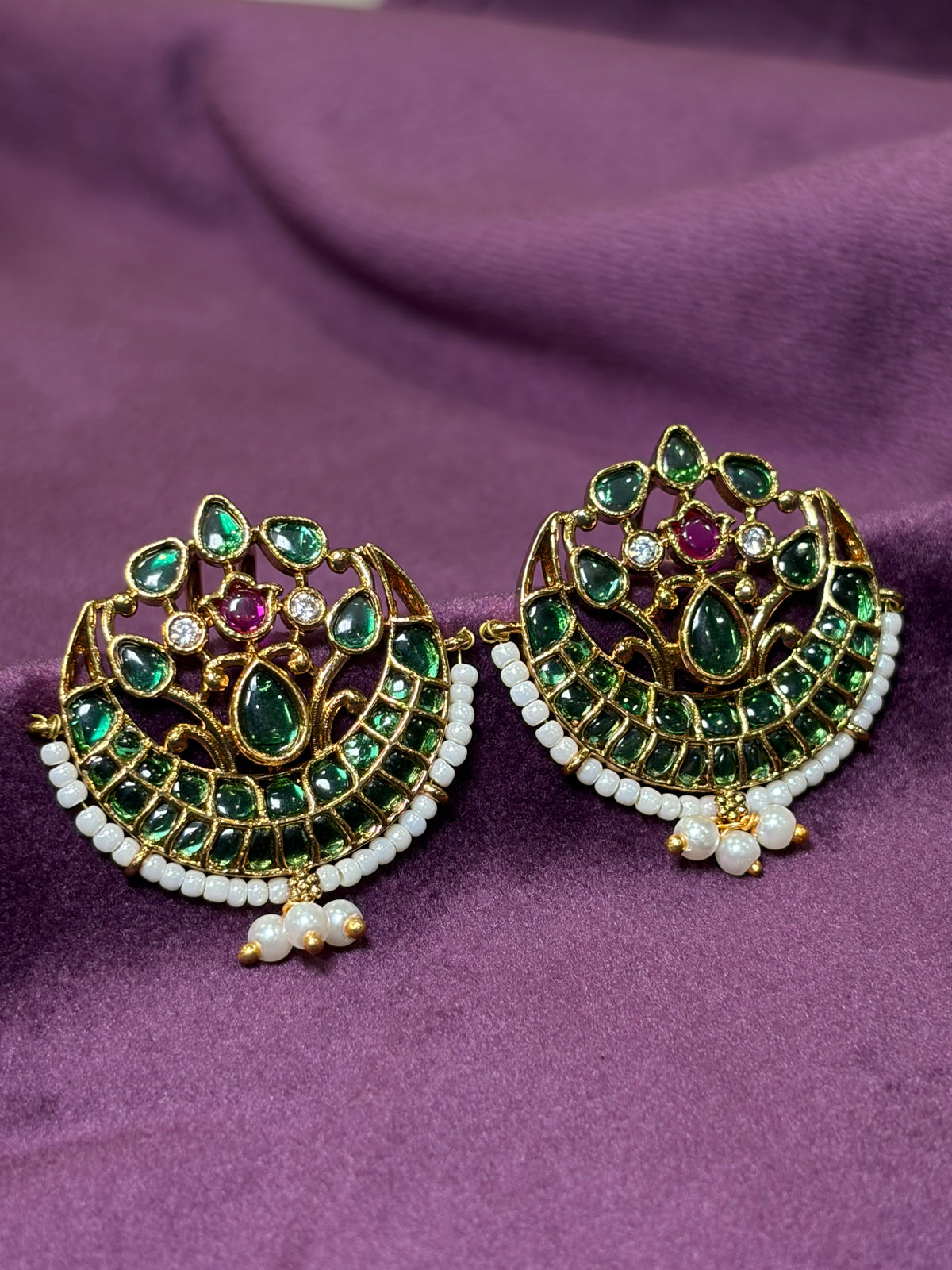 Royal Ruby Bugadi with Pearl Drops