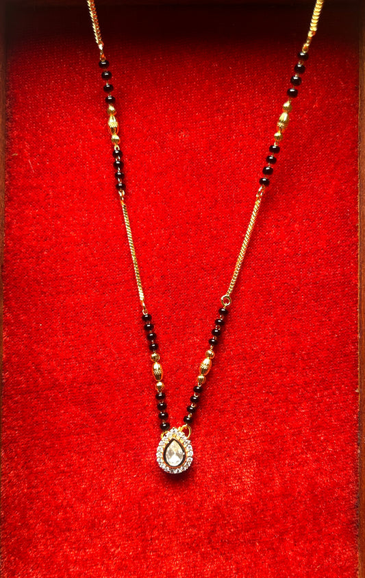 Mangalsutra with Tear-Drop Diamond Look Pendant
