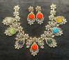 Rang Mahal Multicolour Carved Stone Necklace Set