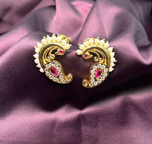 Paisley Pearl & Stone Earrings