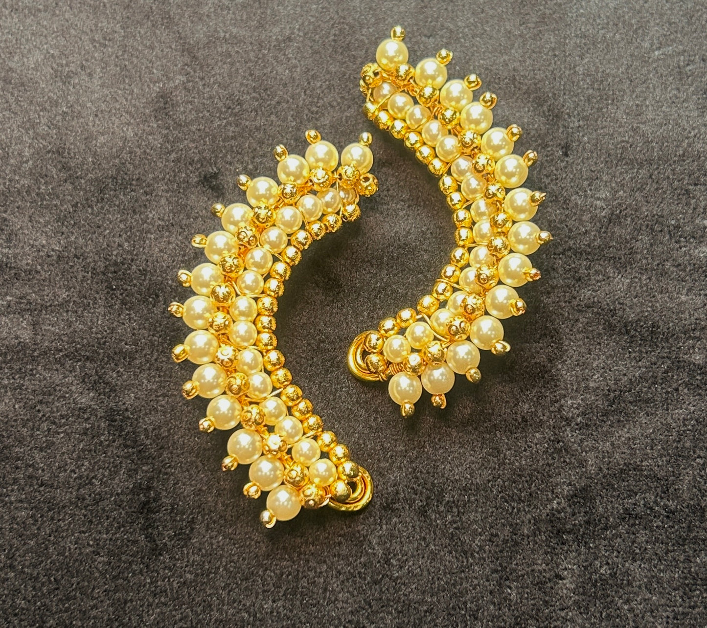 Golden Pearl Curve Ear Cuffs