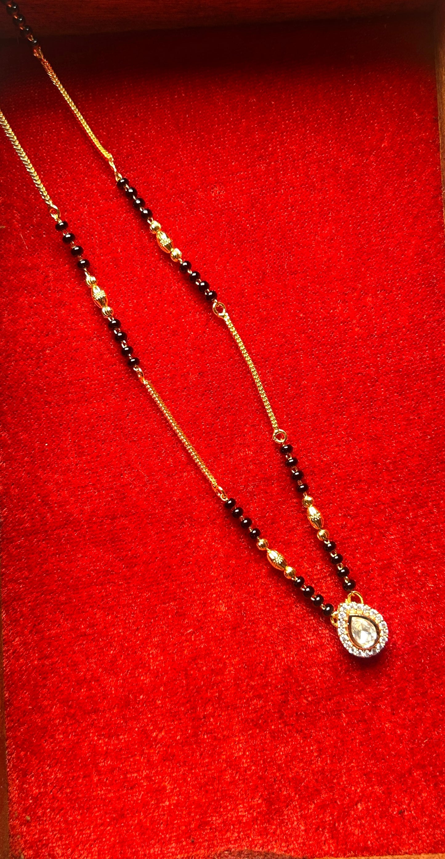 Mangalsutra with Tear-Drop Diamond Look Pendant