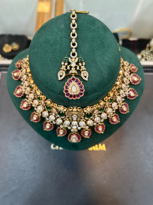 Royal Polki Ruby-Emerald Choker Set