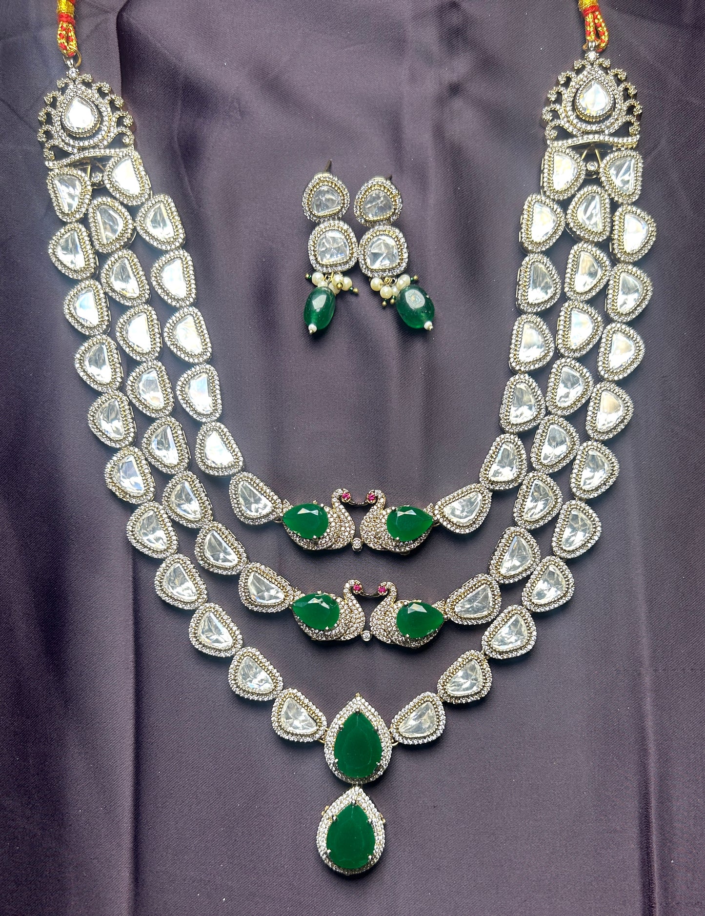 Emerald Peacock Kundan Necklace Set