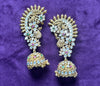 Grand Peacock Design Ear Cuff with Kundan Jhumka Drops
