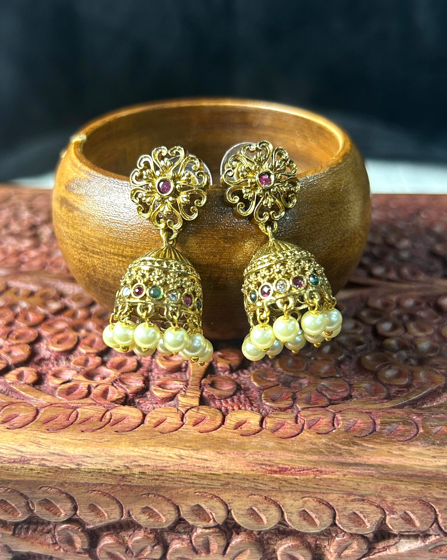 Heritage Pearl & Multistone Jhumkas