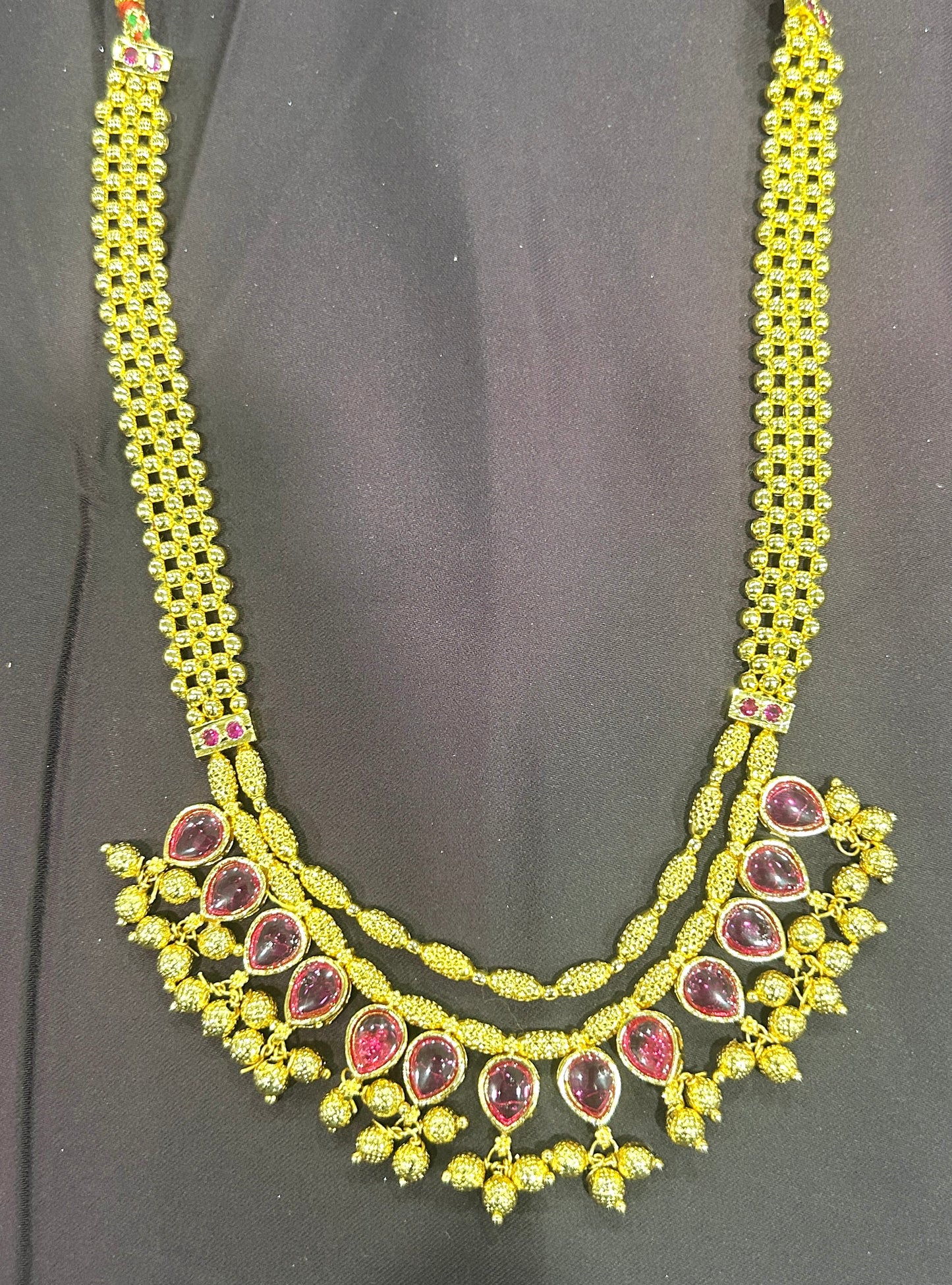 Dual Layer Maharashtrian Ruby Stone Necklace