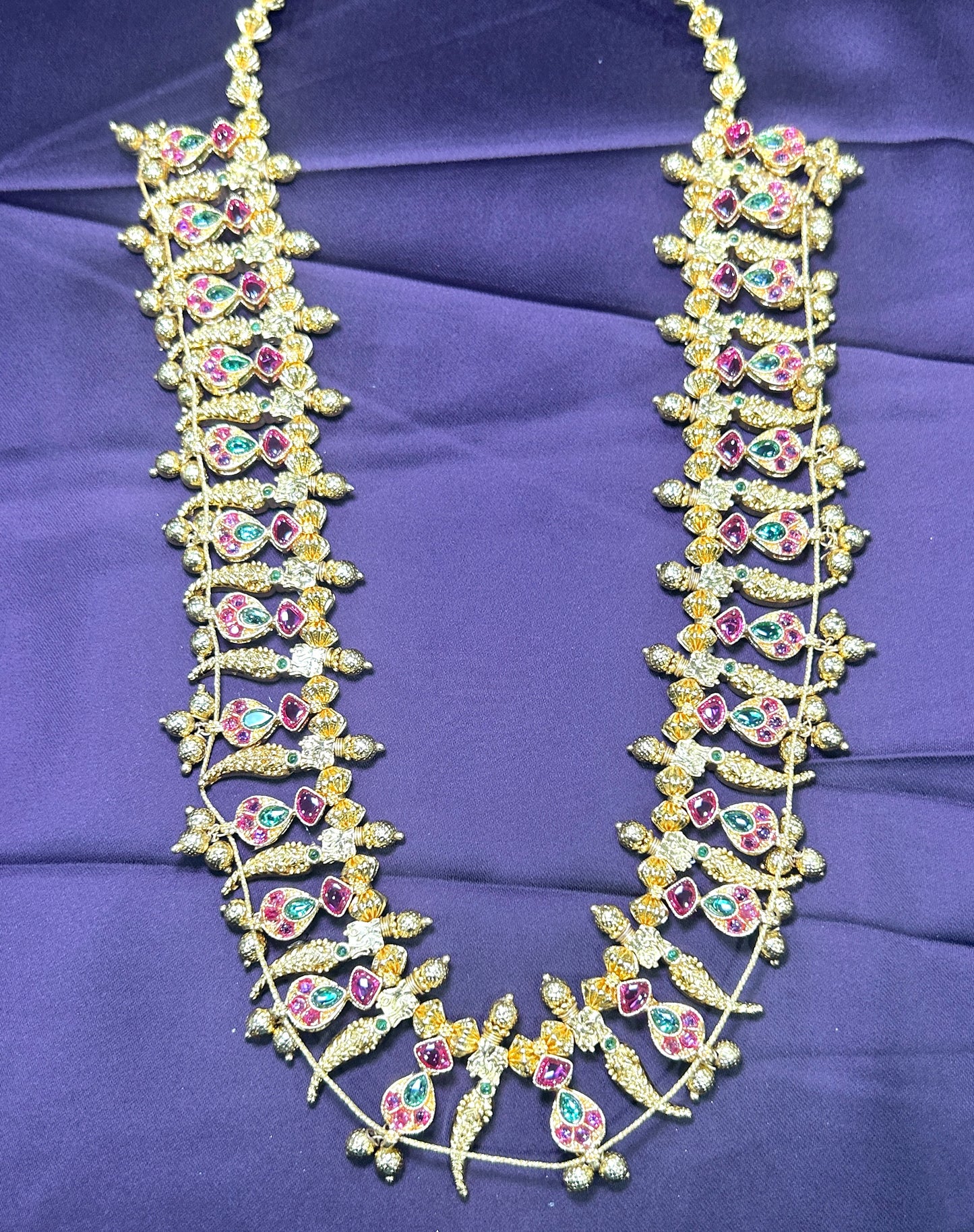 Royal Peacock-Style Kundan Haar with Multicolour Stones