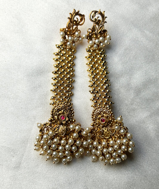 Antique Gold Pearl Danglers – Pakke Style