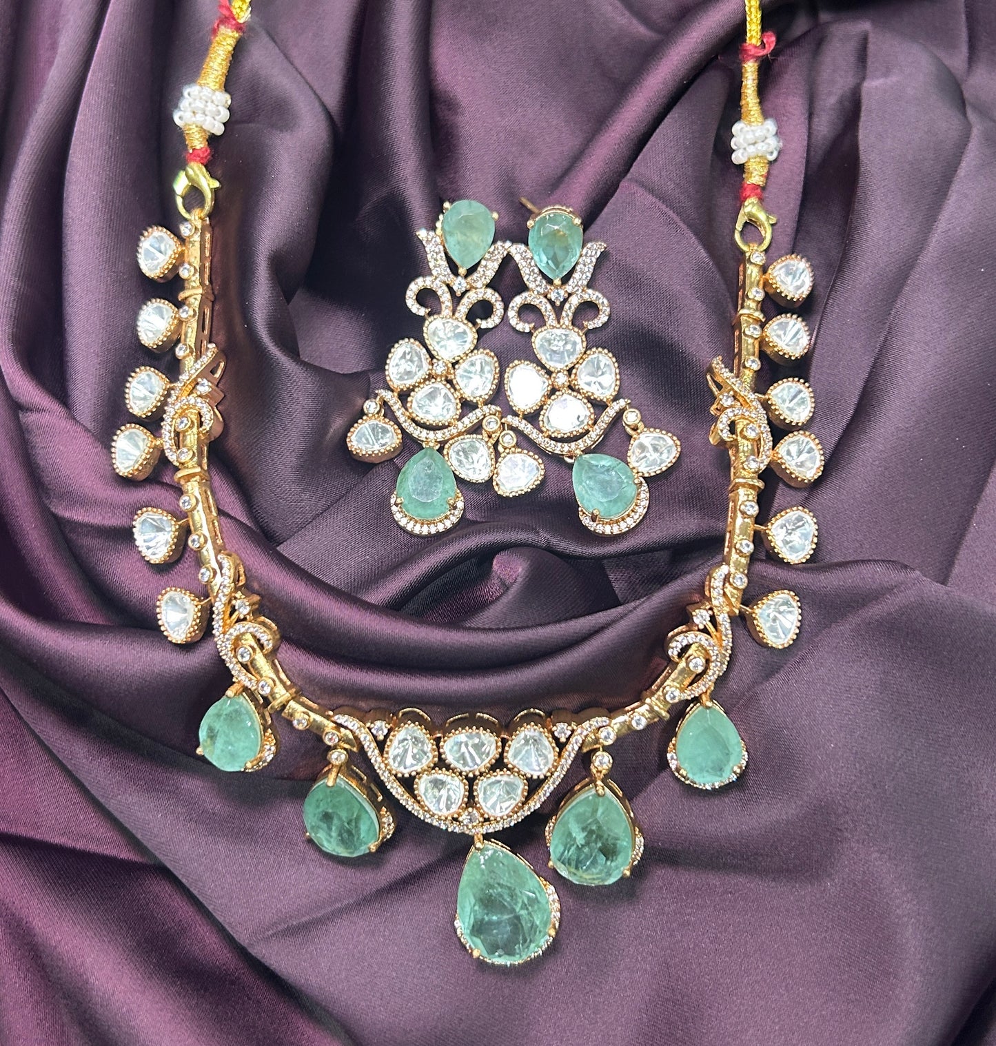 Emerald & Kundan Statement Necklace Set
