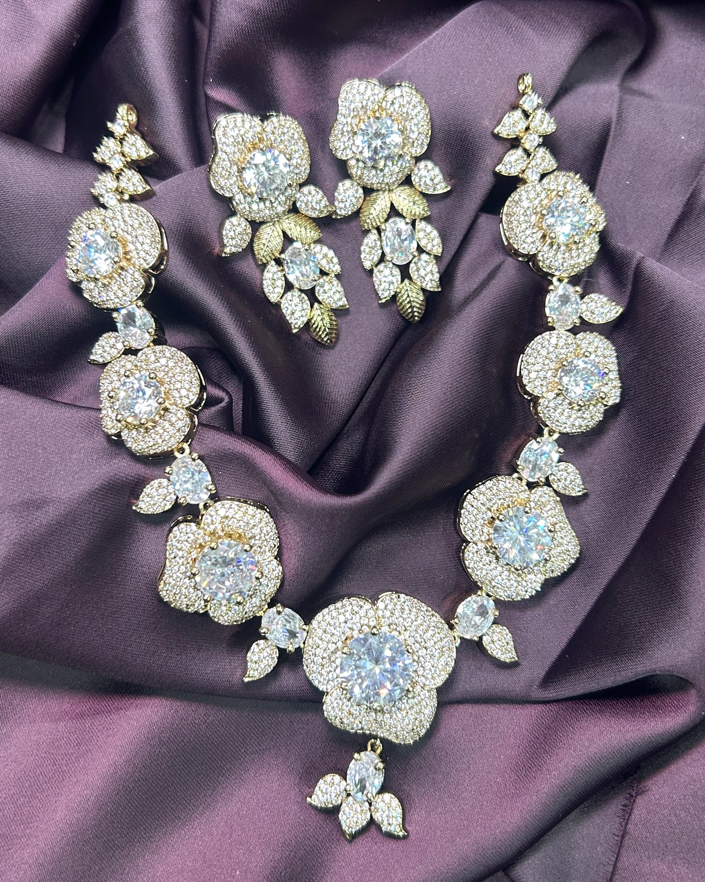 Crystal Blossom Necklace Set
