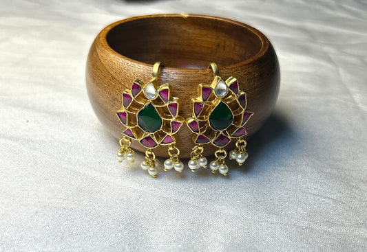 Lotus Bloom Kundan Bugdi Earrings