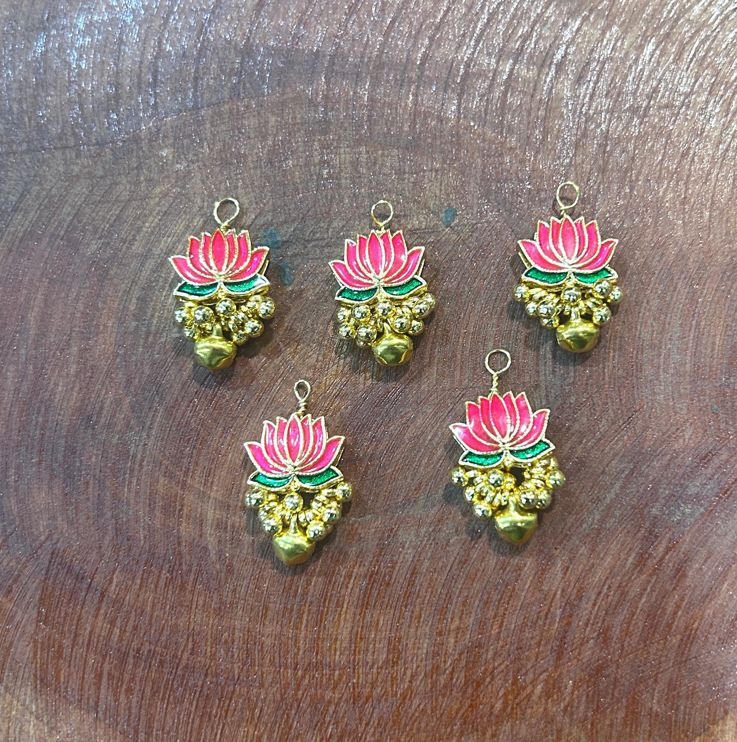 Lotus Design Hair Accessory Charm – Traditional Gold & Enamel Finish