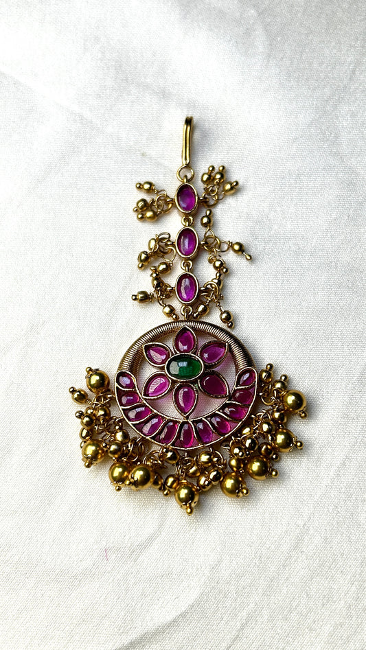 Kundan Maang Tikka with Ghungroo Detailing