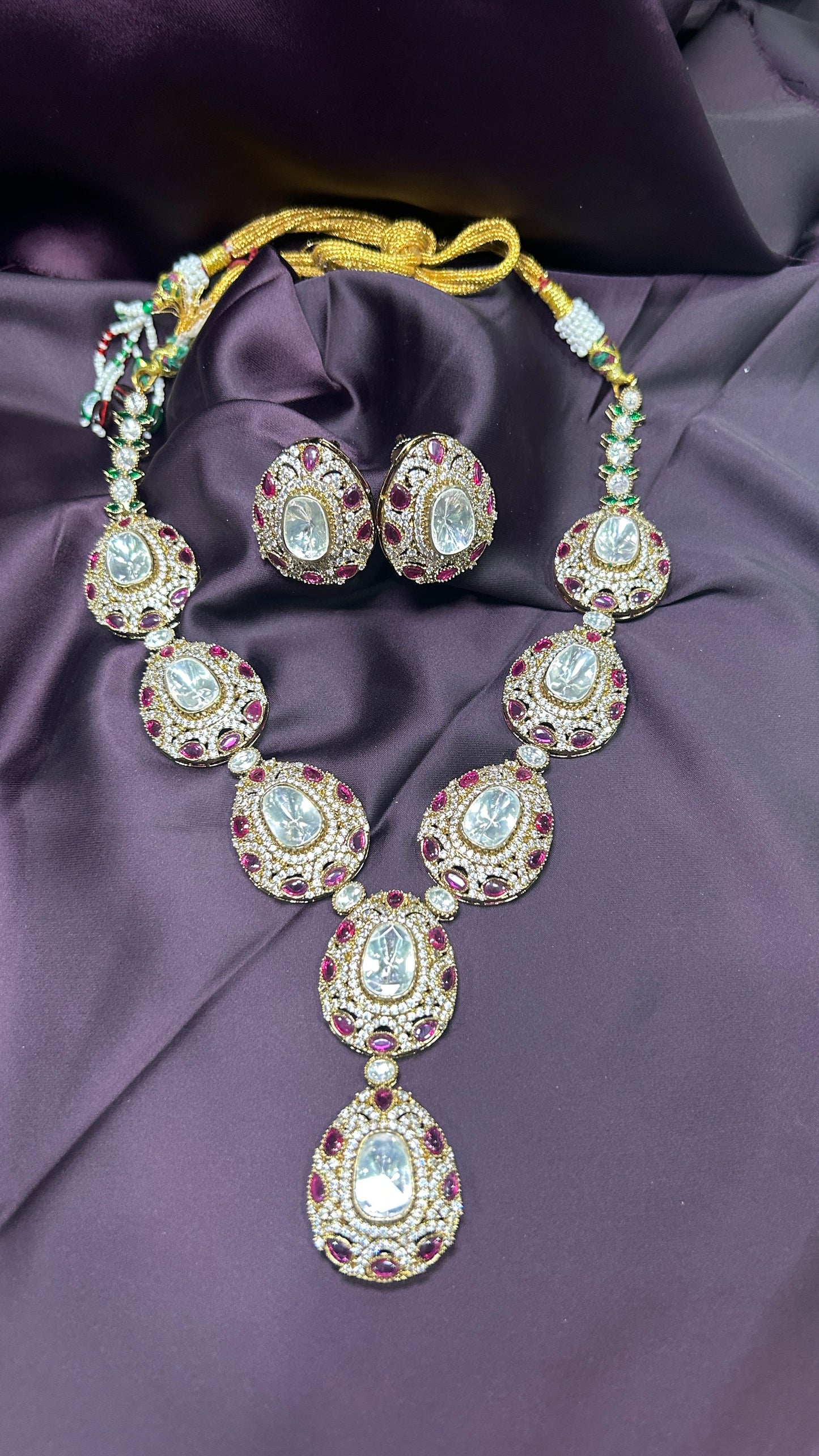 Antique Polki & Ruby Bridal Necklace Set