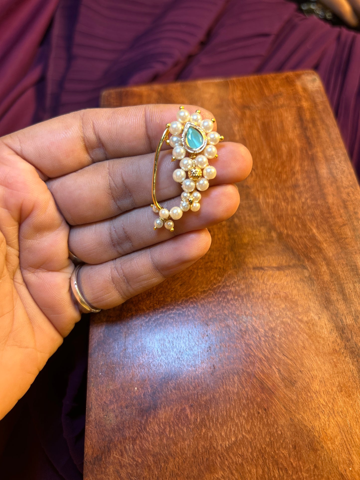 Swarovski Pearl Pastel Nath – Maharashtrian Elegance