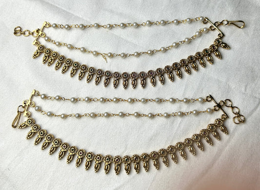 Traditional Pearl & Antique Gold Kana Ear Chain