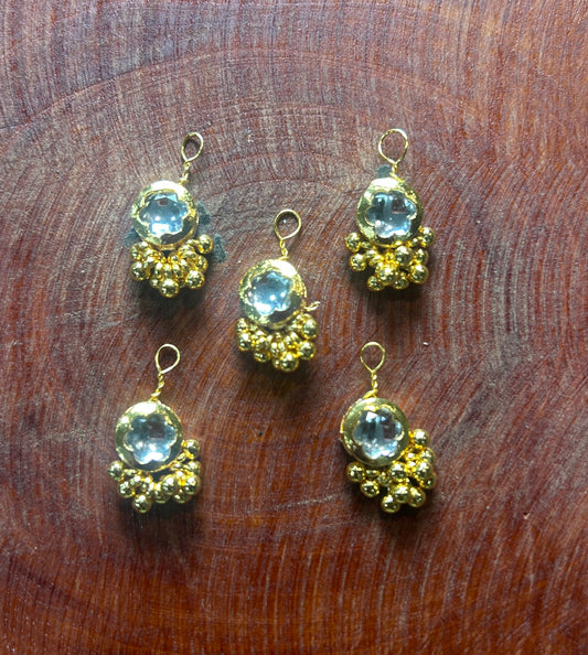 Crystal Stone Hair Accessory with Golden Beads