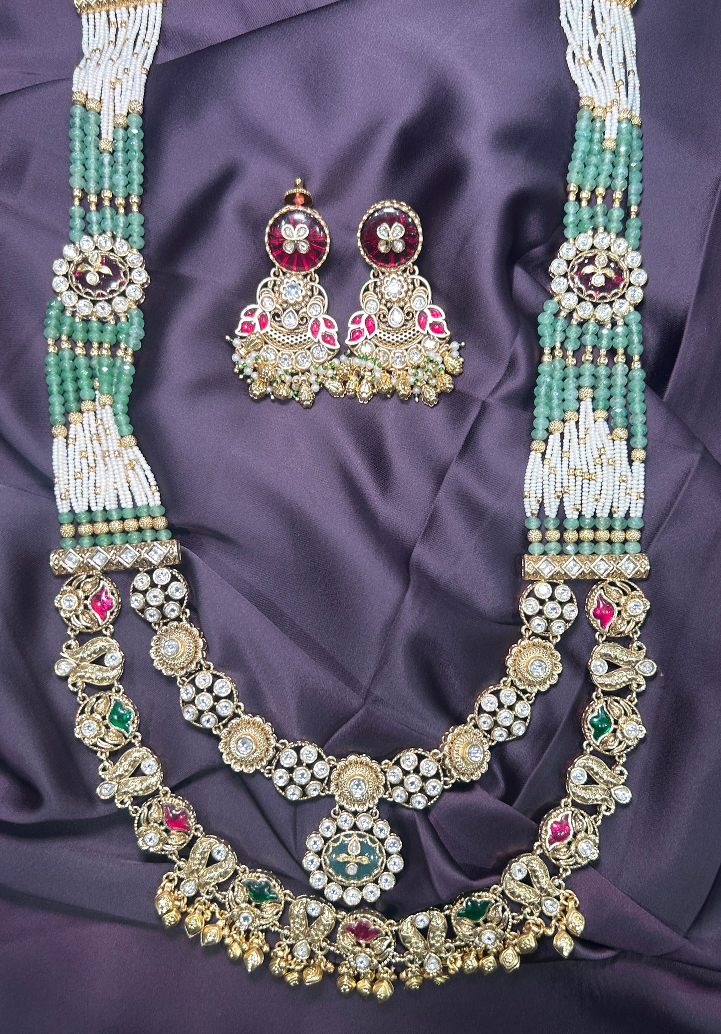 Royal Kundan & Beaded Long Necklace Set