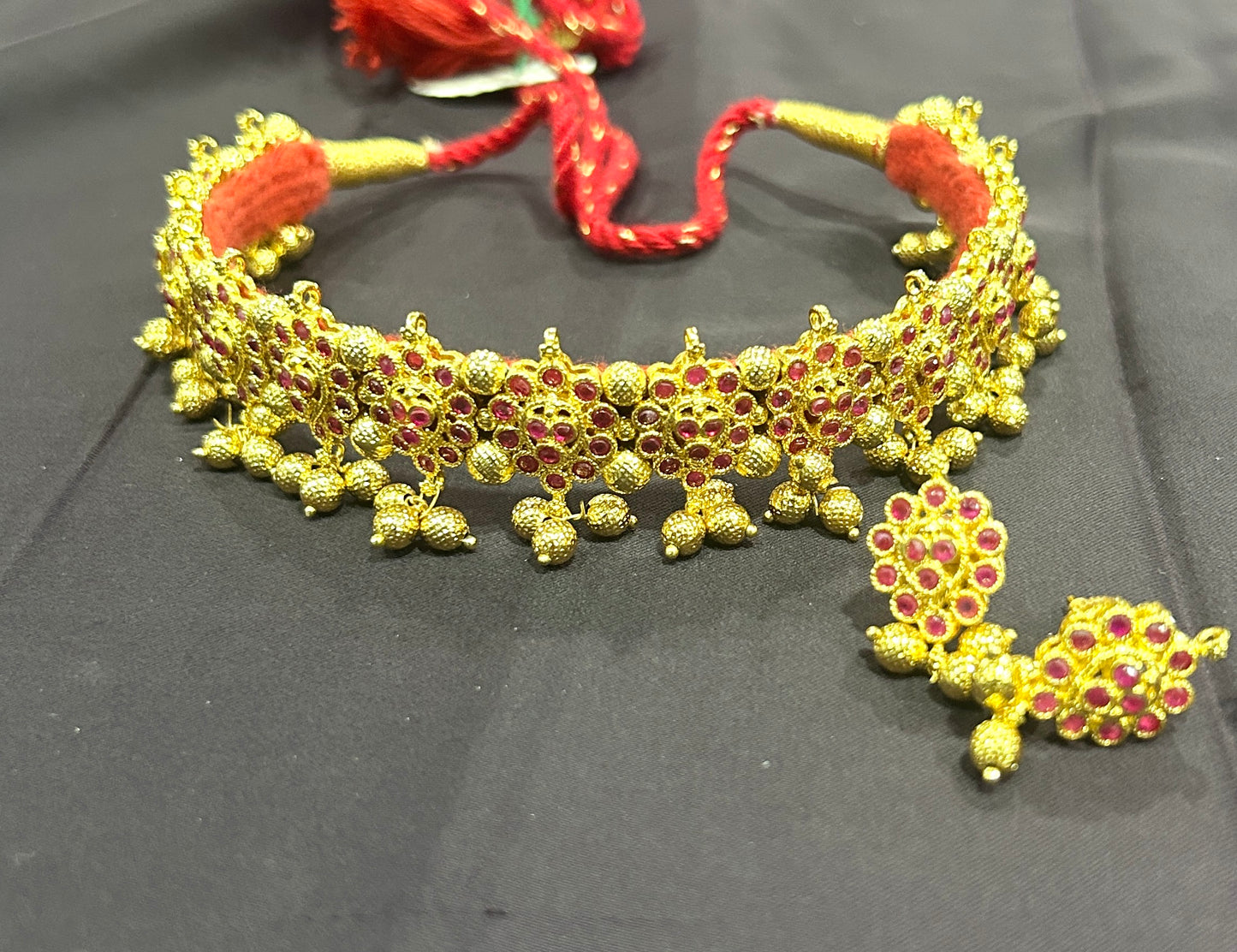 Traditional Ruby Cluster Choker Set