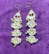 Pastel Kundan Dangler Earrings with Pearl & Mint Bead Drops