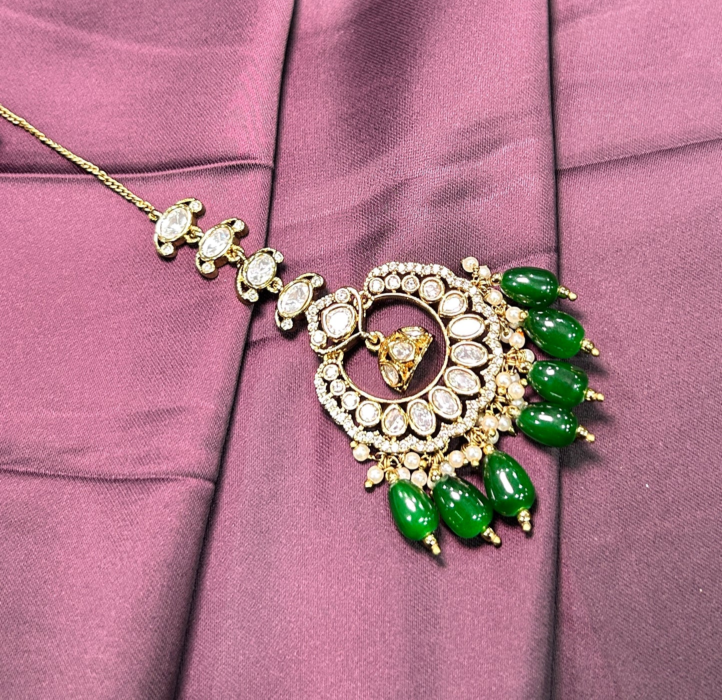 Royal Green Drop Maang Tikka
