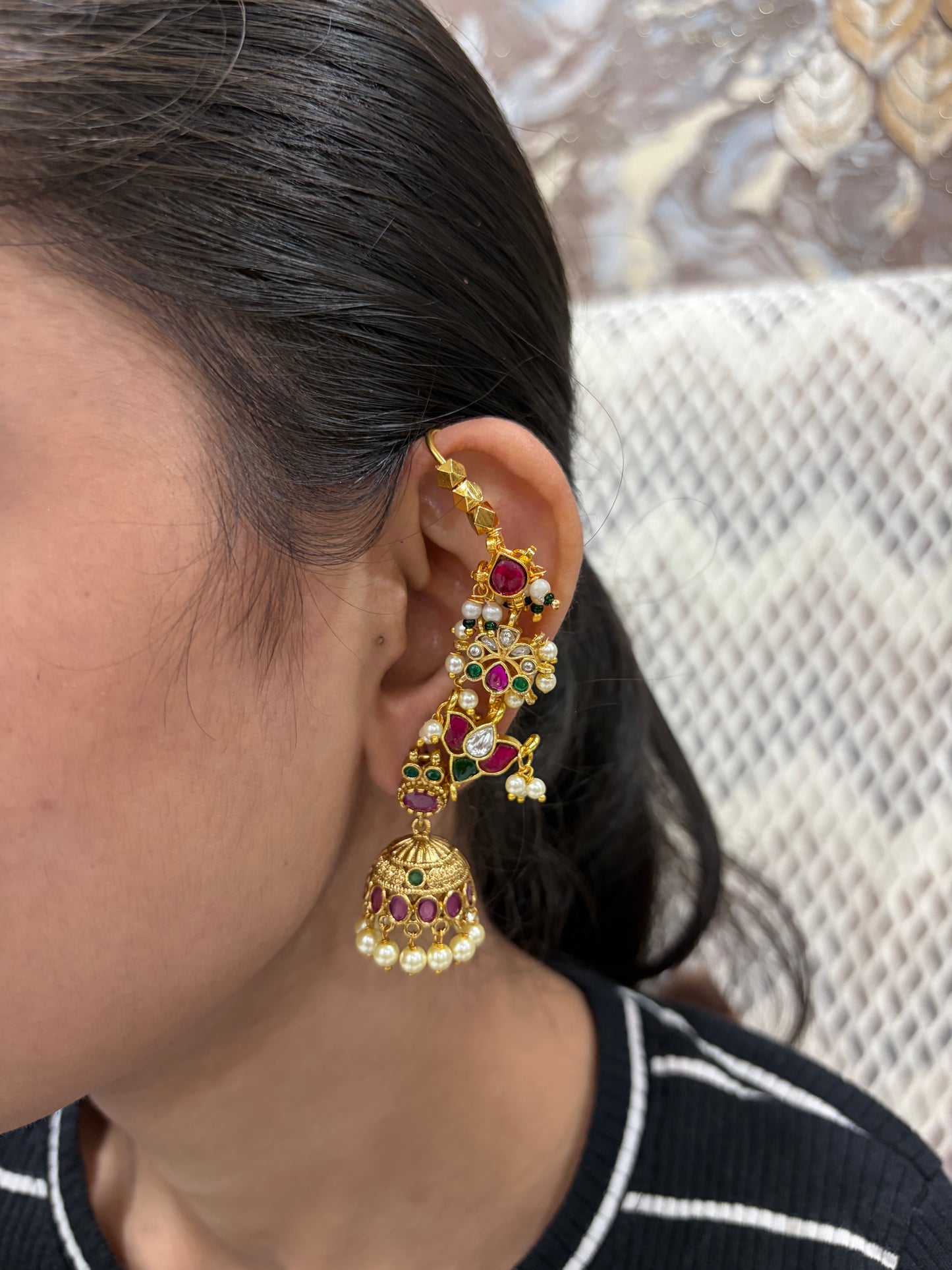 Pachi kundan earcuff