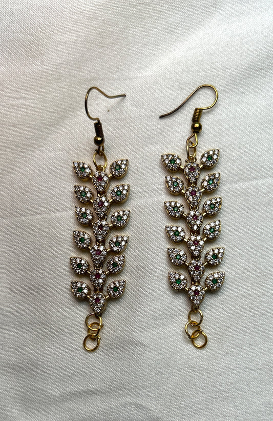 Diamond Vine Hook Earrings with Kana Chain Connector Loops