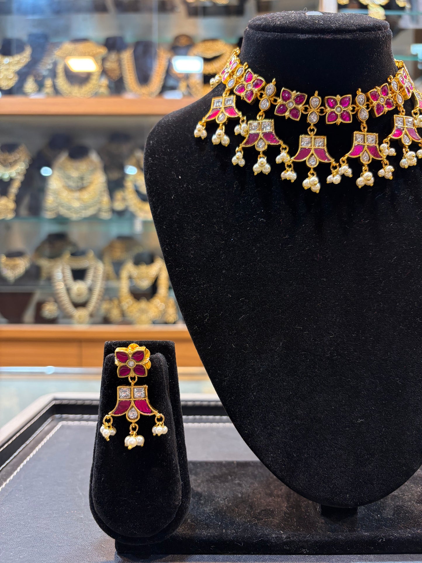 Ruby Floral Kundan Choker Set