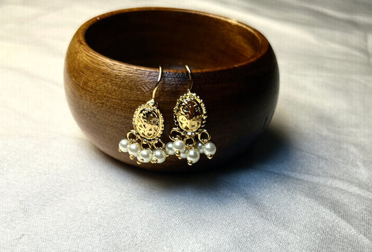 Traditional Gold-Tone Earrings with Pearl Drops