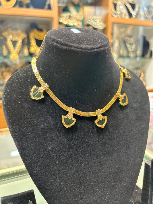 Emerald Charm Choker Necklac