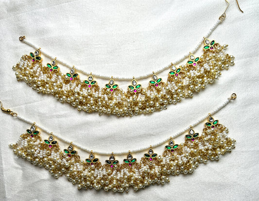 Kundan & Pearl Cluster Bridal Kana Chains
