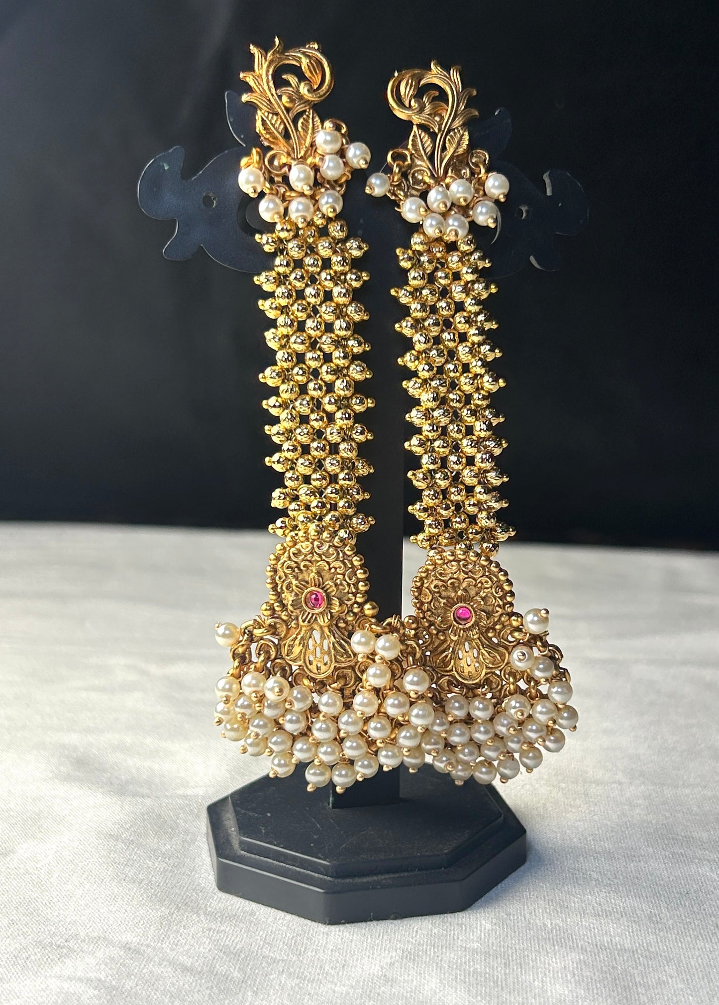 Antique Gold Pearl Danglers – Pakke Style