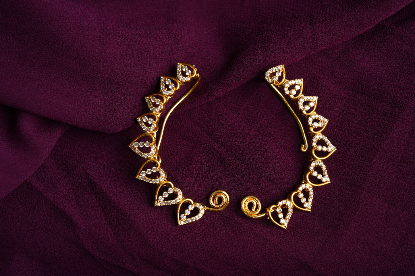 Stone heart shape front earcuff