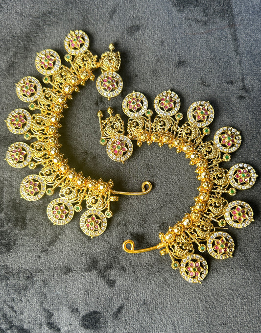 Temple Style Circular Motif Ear Cuffs – Kundan Studded