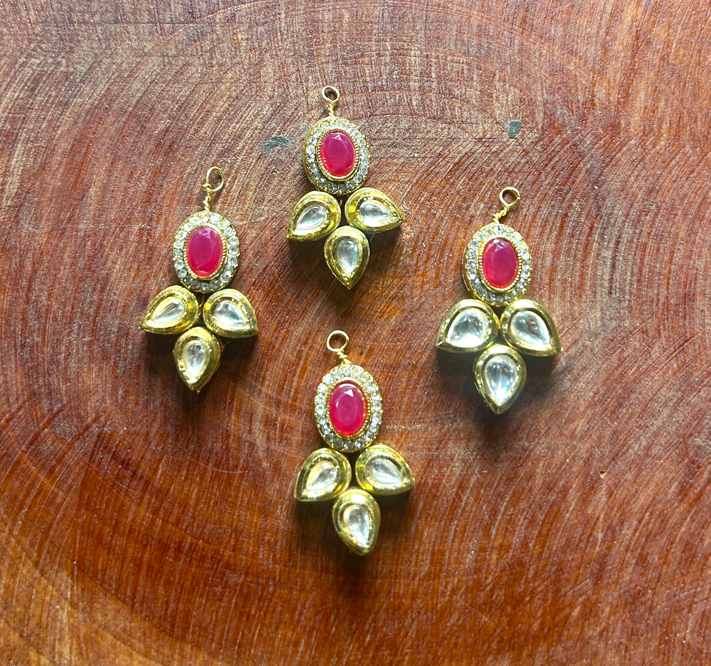 Ruby & Kundan Hair Accessory – Traditional Gold Finish