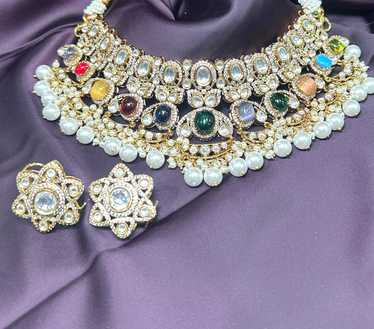 Navratna Polki Pearl Choker Set