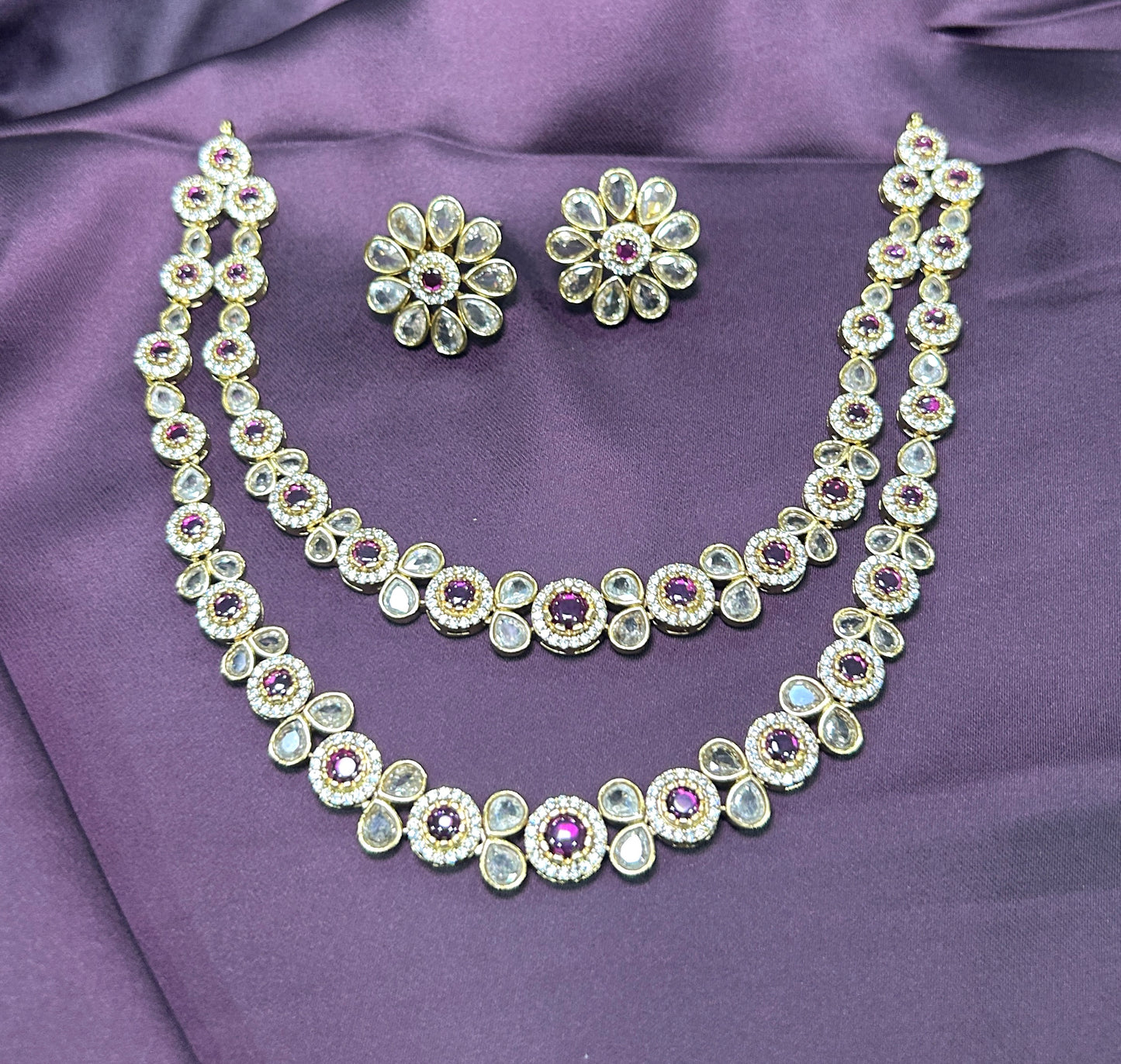 Amethyst Double-Layer Necklace Set