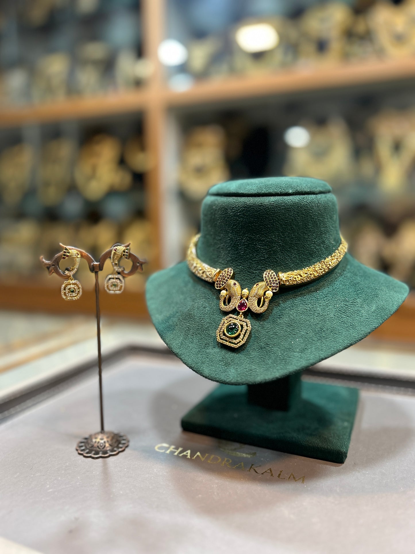 Royal Maharashtrian Peacock Motif Choker Necklace