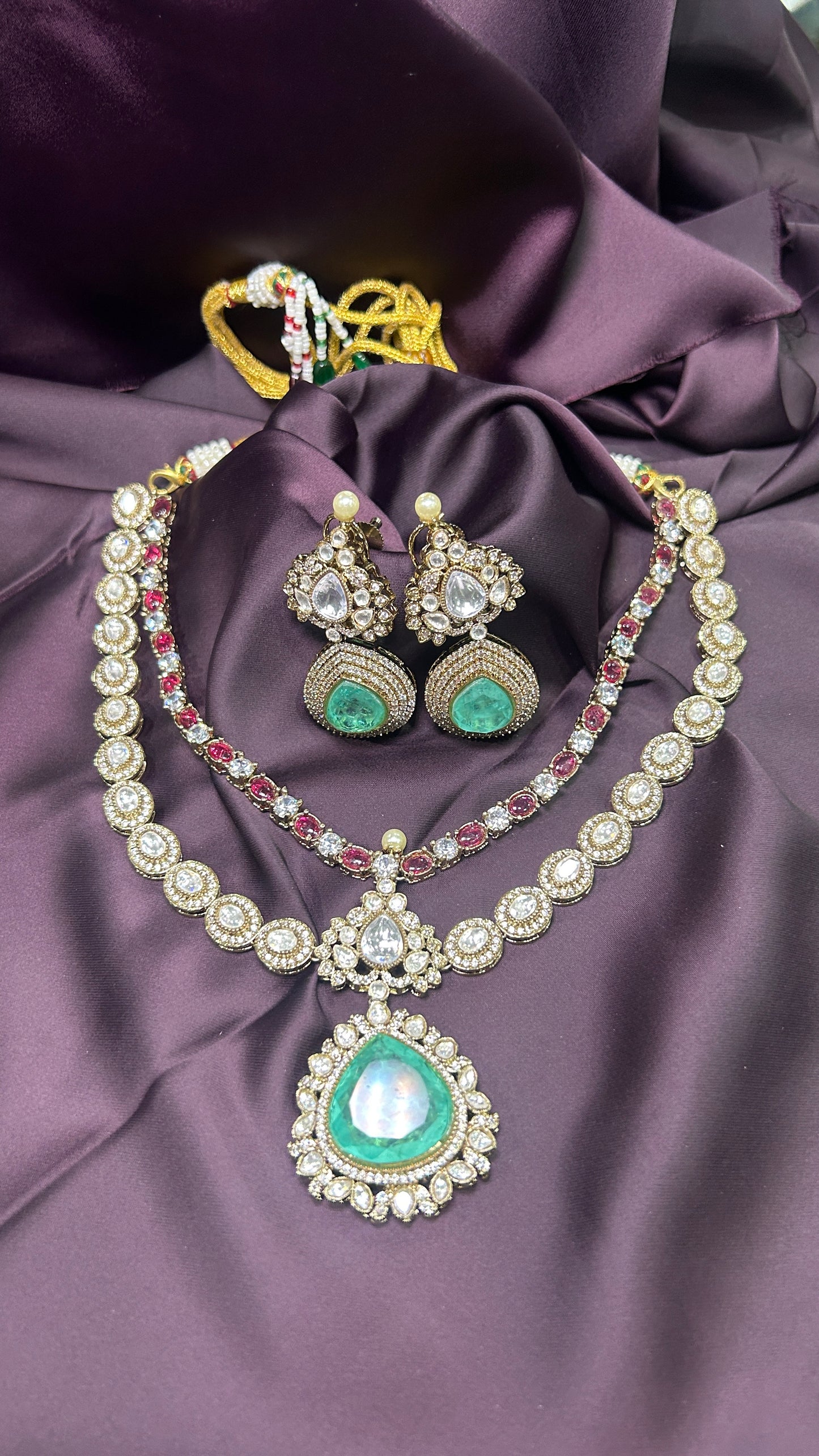 Emerald Ruby Polki Necklace Set