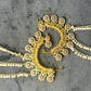 Temple Style Ear Cuffs with Triple Pearl Chains – Floral Motif Design